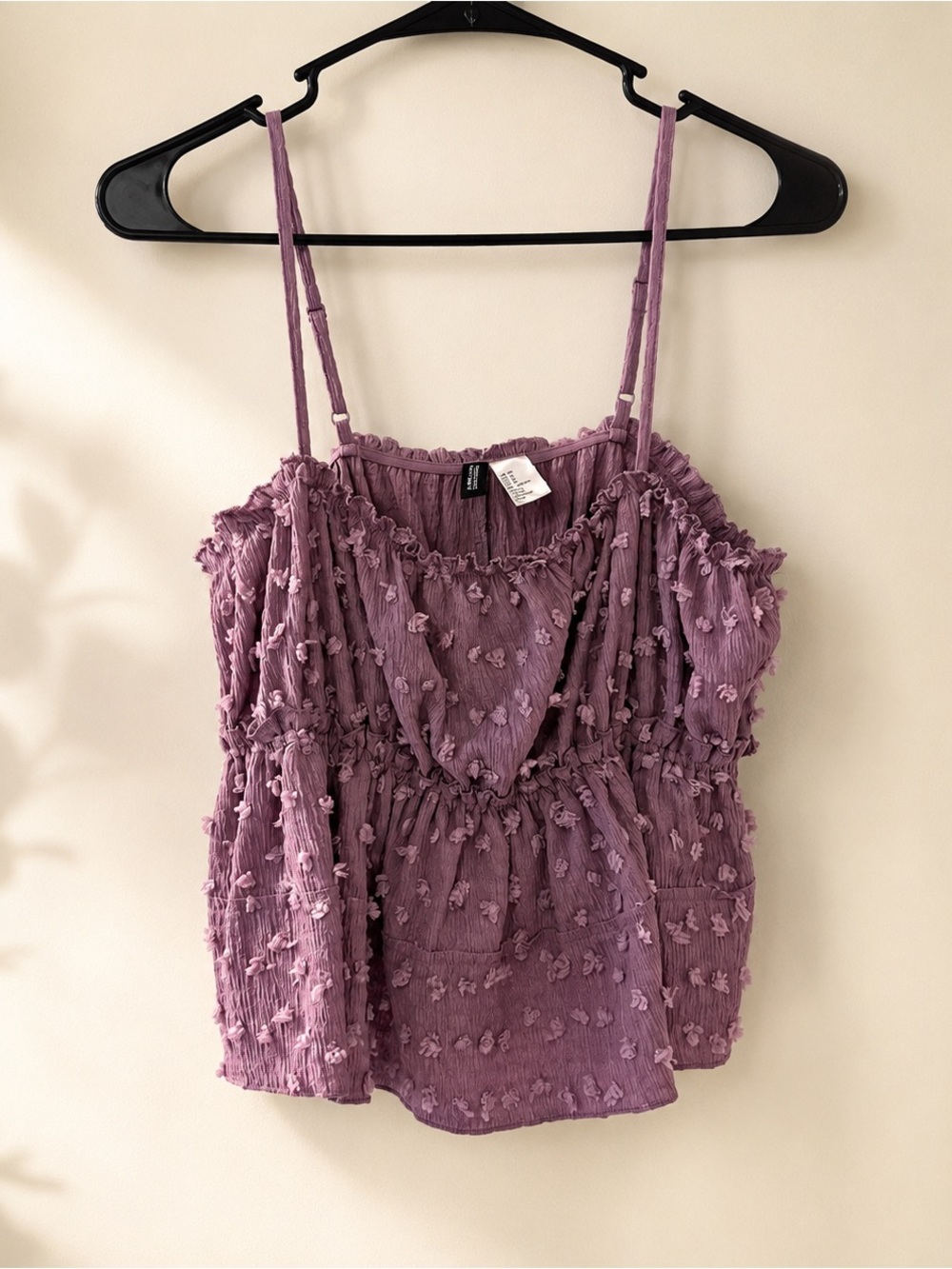 H&M Divided Textured Swiss Dot Spaghetti Strap Cami Top Lilac Size M